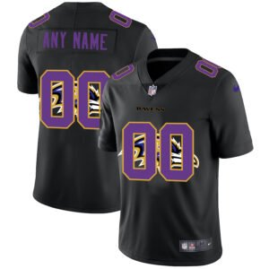 Baltimore Ravens Custom Men’s Nike Team Logo Dual Overlap Limited NFL Jersey Black