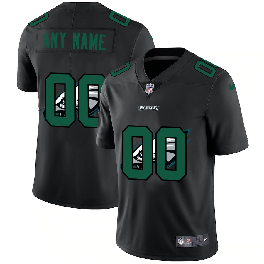 Philadelphia Eagles Custom Men’s Nike Team Logo Dual Overlap Limited NFL Jersey Black