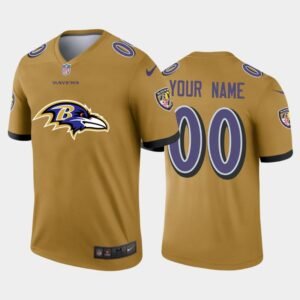 Baltimore Ravens Custom Gold Men’s Nike Big Team Logo Vapor Limited NFL Jersey