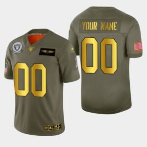 Raiders Custom Men’s Nike Olive Gold 2019 Salute to Service Limited NFL 100 Jersey