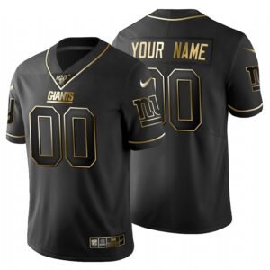 New York Giants Custom Men’s Nike Black Golden Limited NFL 100 Jersey