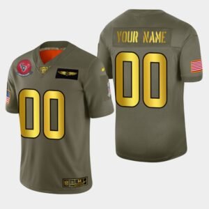 Nike Texans Custom Men’s Olive Gold 2019 Salute to Service NFL 100 Limited Jersey