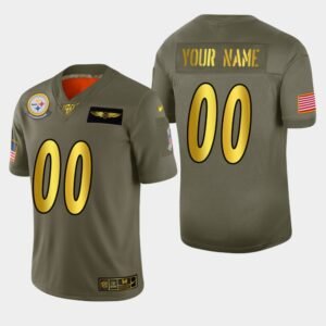 Nike Steelers Custom Men’s Olive Gold 2019 Salute to Service NFL 100 Limited Jersey