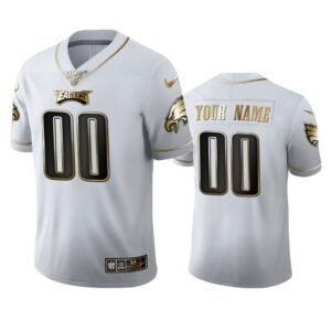 Philadelphia Eagles Custom Men’s Nike White Golden Edition Vapor Limited NFL 100 Jersey