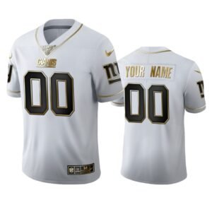 New York Giants Custom Men’s Nike White Golden Edition Vapor Limited NFL 100 Jersey