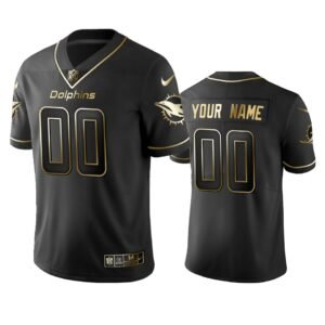 Dolphins Custom Men’s Stitched NFL Vapor Untouchable Limited Black Golden Jersey