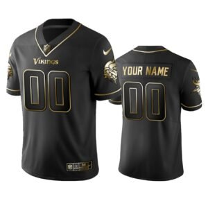 Vikings Custom Men’s Stitched NFL Vapor Untouchable Limited Black Golden Jersey