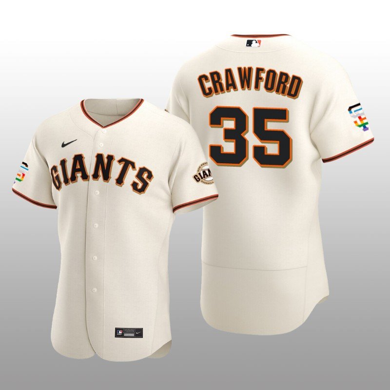 Pride Month San Francisco Giants Brandon Crawford Authentic Home Cream Jersey