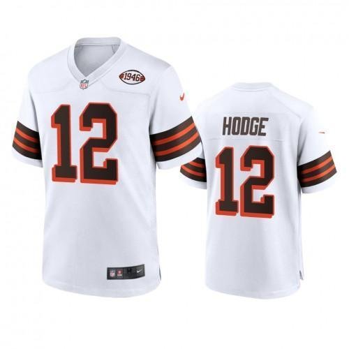 Men’s Cleveland Browns #12 Khadarel Hodge Nike 1946 Collection Alternate Game Limited NFL Jersey – White