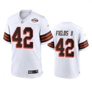 Men’s Cleveland Browns #42 Tony Fields II Nike 1946 Collection Alternate Game Limited NFL Jersey – White