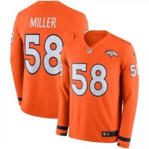 Men’s Denver Broncos #58 Von Miller Orange Team Color Stitched NFL Limited Therma Long Sleeve Jersey