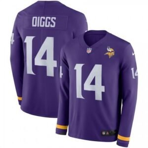 Men’s Minnesota Vikings #14 Stefon Diggs Purple Team Color Stitched NFL Limited Therma Long Sleeve Jersey