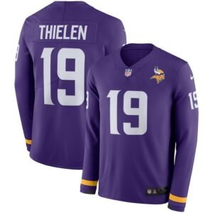 Men’s Vikings #19 Adam Thielen Purple Team Color Stitched NFL Limited Therma Long Sleeve Jersey