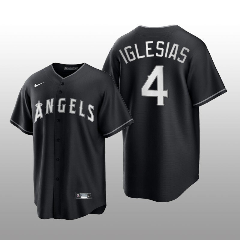 Angels Jose Iglesias All Black Fashion Serise Replica Jersey Black White