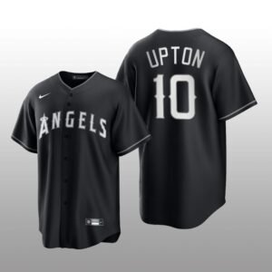 Angels Justin Upton All Black Fashion Serise Replica Jersey Black White