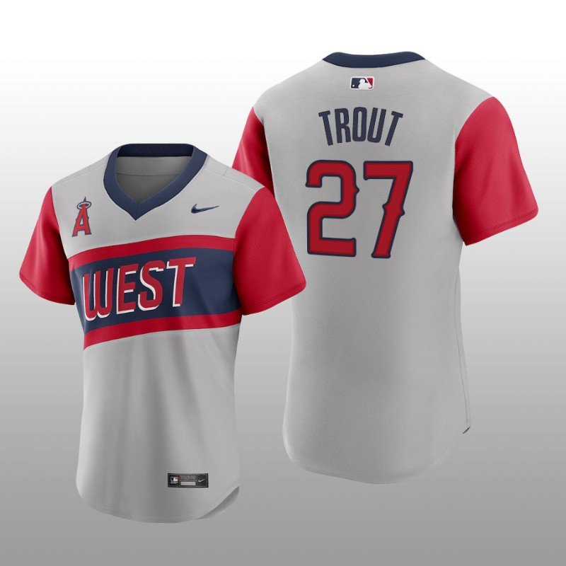 Angels Mike Trout Little League Classic Gray Road Authentic Jersey