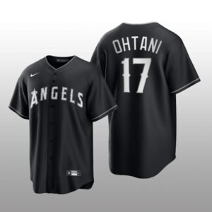 Angels Shohei Ohtani All Black Fashion Serise Replica Jersey Black White