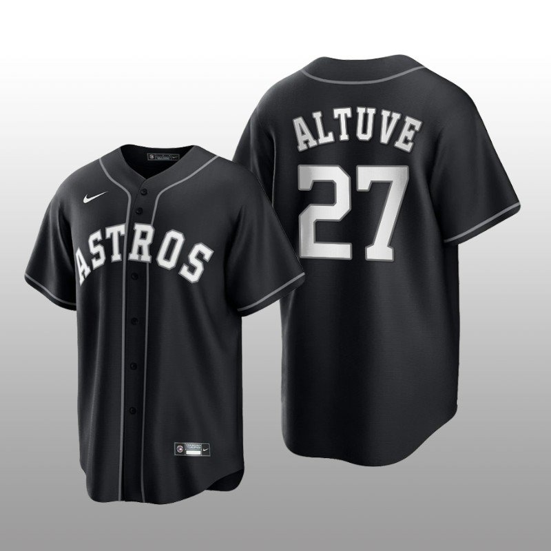 Astros Jose Altuve All Black Fashion Serise Replica Jersey Black White