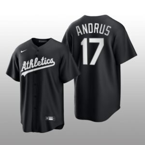 Athletics Elvis Andrus All Black Fashion Serise Replica Jersey Black White