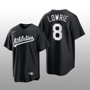 Athletics Jed Lowrie All Black Fashion Serise Replica Jersey Black White