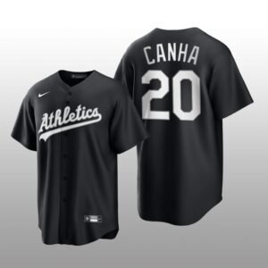 Athletics Mark Canha All Black Fashion Serise Replica Jersey Black White