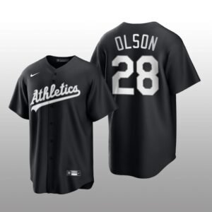Athletics Matt Olson All Black Fashion Serise Replica Jersey Black White