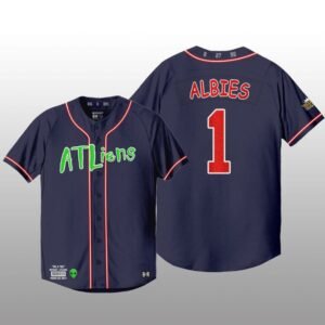 Atlanta Braves 25th Anniversary Ozzie Albies Navy Baseball Jersey