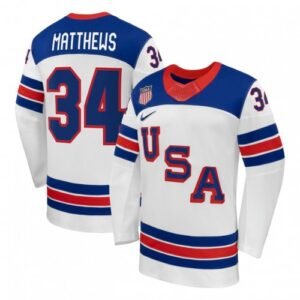 Auston Matthews USA Hockey Olympic Nike 2026 White Away Replica Jersey