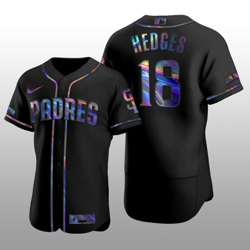Authentic Austin Hedges San Diego Padres Holographic Black Golden Edition Jersey