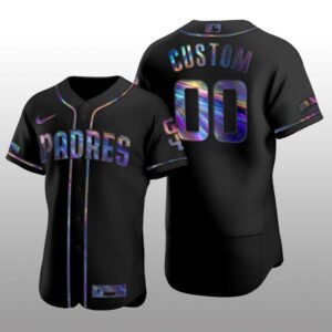 Authentic Custom San Diego Padres Holographic Black Golden Edition Jersey