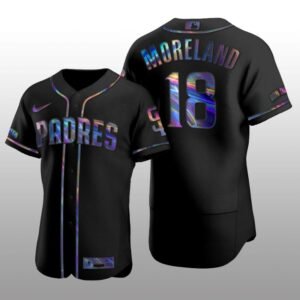 Authentic Mitch Moreland San Diego Padres Holographic Black Golden Edition Jersey