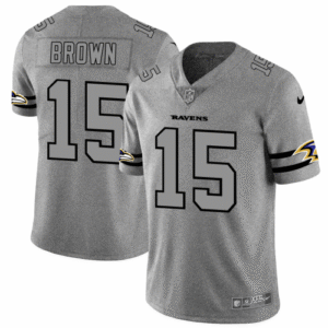 Baltimore Ravens #15 Marquise Brown Nike Gray Gridiron II Vapor Untouchable Limited NFL Jersey