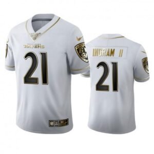 Baltimore Ravens #21 Mark Ingram II Nike White Golden Edition Vapor Limited NFL 100 Jersey