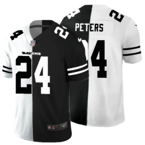 Baltimore Ravens #24 Marcus Peters Black V White Peace Split Nike Vapor Untouchable Limited NFL Jersey