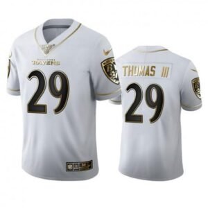 Baltimore Ravens #29 Earl Thomas III Nike White Golden Edition Vapor Limited NFL 100 Jersey