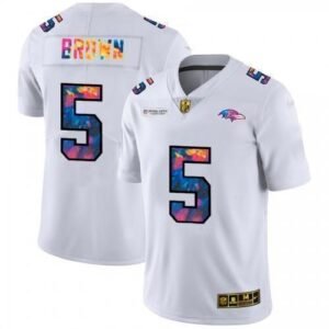 Baltimore Ravens #5 Marquise Brown White Nike Multi-Color 2020 NFL Crucial Catch Limited NFL Jersey