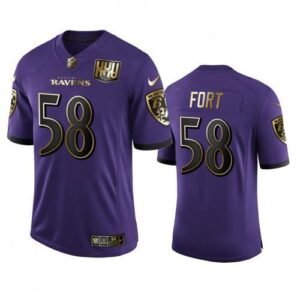 Baltimore Ravens #58 L.J. Fort Nike Purple Team 25th Season Golden Limited NFL Jersey