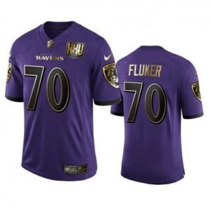 Baltimore Ravens #70 D.J. Fluker Nike Purple Team 25th Season Golden Limited NFL Jersey