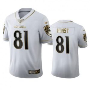 Baltimore Ravens #81 Hayden Hurst Nike White Golden Edition Vapor Limited NFL 100 Jersey