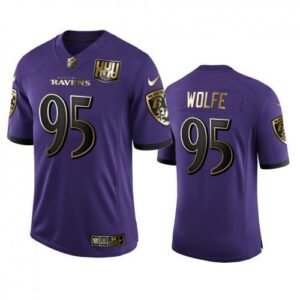 Baltimore Ravens #95 Derek Wolfe Nike Purple Team 25th Season Golden Limited NFL Jersey