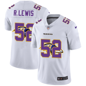 Baltimore Ravens #52 Ray Lewis White Nike Team Logo Dual Overlap Limited NFL Jersey