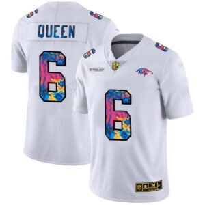 Baltimore Ravens #6 Patrick Queen White Nike Multi-Color 2020 NFL Crucial Catch Limited NFL Jersey