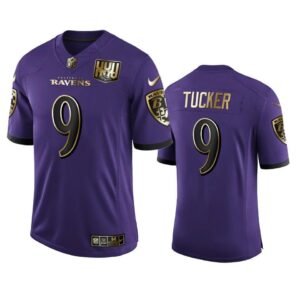 Baltimore Ravens #9 Justin Tucker Nike Purple Team 25th Season Golden Limited NFL Jersey
