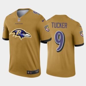 Baltimore Ravens #9 Justin Tucker Gold Nike Big Team Logo Vapor Limited NFL Jersey