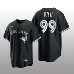 Blue Jays Hyun Jin Ryu All Black Fashion Serise Replica Black White Jersey