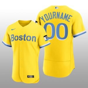 Boston Red Sox Custom City Connect Authentic Gold Jersey