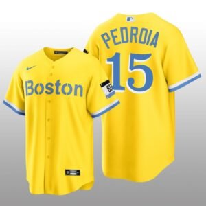Boston Red Sox Dustin Pedroia City Connect Replica Nike Gold Jersey