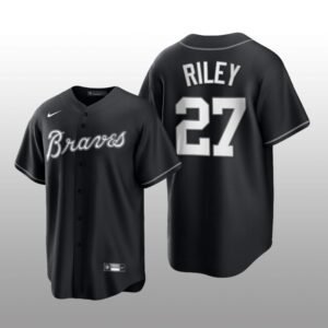 Braves Austin Riley All Black Fashion Serise Replica Black White Jersey