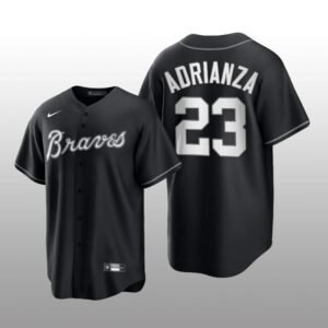 Braves Ehire Adrianza All Black Fashion Serise Replica Black White Jersey