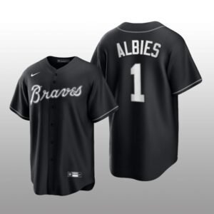 Braves Ozzie Albies All Black Fashion Serise Replica Black White Jersey